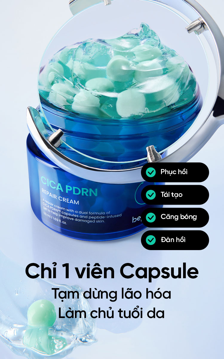 [Beplain X Lucie] [Combo độc quyền] Kem dưỡng BEPLAIN PDRN Rau Má đàn hồi & trẻ hóa làn da, cấp ẩm & căng bóng Cica PDRN 50ml & Serum 30ml