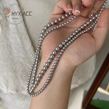 Vòng Cổ Ngọc Trai Cao Cấp Màu Xám Ngọc Trai Vòng Cổ Nữ 4mm6mm8mm10mm Vòng Cổ Ngọc Trai Xếp Chồng Dụng Cụ Tiện Dụng Pháp Retro Vòng Cổ Xương Đòn Dây Chuyền Nữ