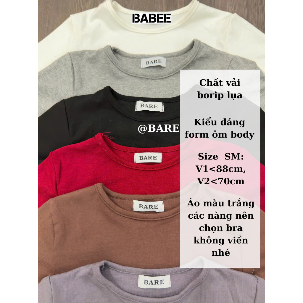 Áo Thun Nữ BABEE Cổ Tròn Tay Ngắn Ôm Body Trơn Chất Cotton Dày Dặn Mềm Mại Tôn Dáng Kiểu Dáng Basic