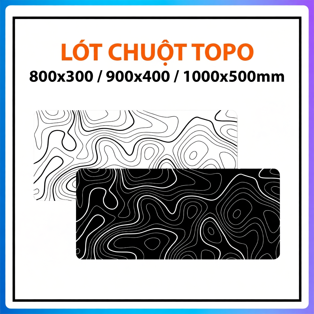 Lót chuột họa tiết Topography minimalist MP002 dày 3mm chống trơn trượt lót chuột máy tính 800x300mm 900x400mm DoDo Gear | BigBuy360 - bigbuy360.vn
