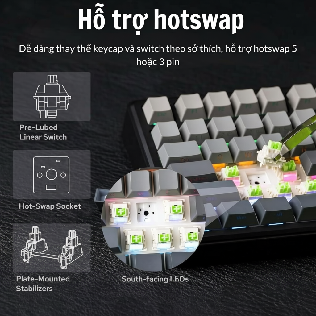 Bàn phím cơ bluetooth  AULA S75 PRO kết nối không dây - Có màn LCD Custom ảnh GIF - Dùng Cho PC,laptop Bảo hành 12 tháng | BigBuy360 - bigbuy360.vn