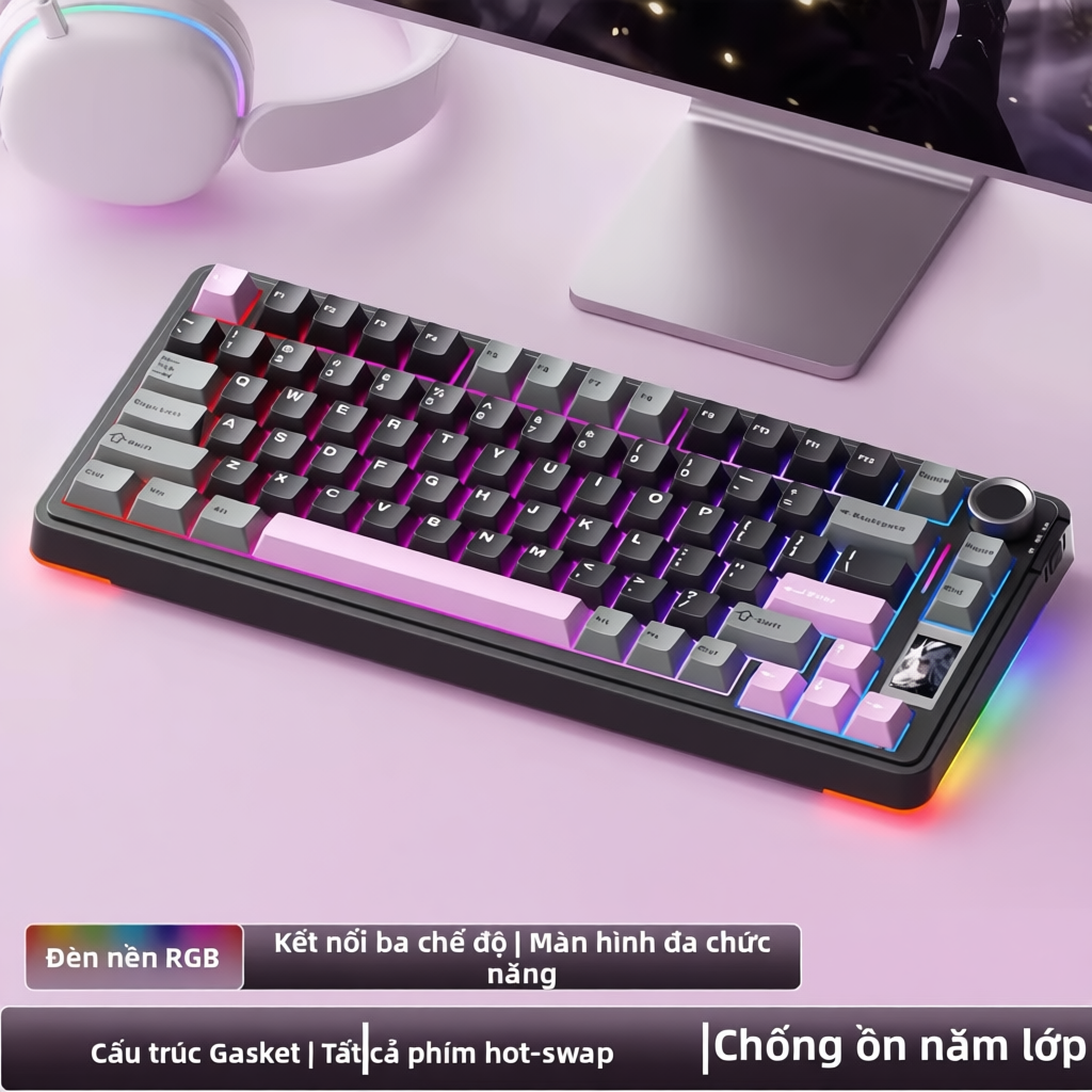 Bàn phím cơ bluetooth  AULA S75 PRO kết nối không dây - Có màn LCD Custom ảnh GIF - Dùng Cho PC,laptop Bảo hành 12 tháng | BigBuy360 - bigbuy360.vn