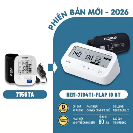 Máy Đo Huyết Áp Bluetooth Phát Hiện Rung Nhĩ OMRON IQ BT HEM-7194T1-FLAP