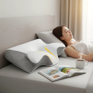 Gối mút hoạt tính chỉnh hình Nhật Bản – Gối kê cổ giảm đau cổ & hỗ trợ cổ, tiện mang theo