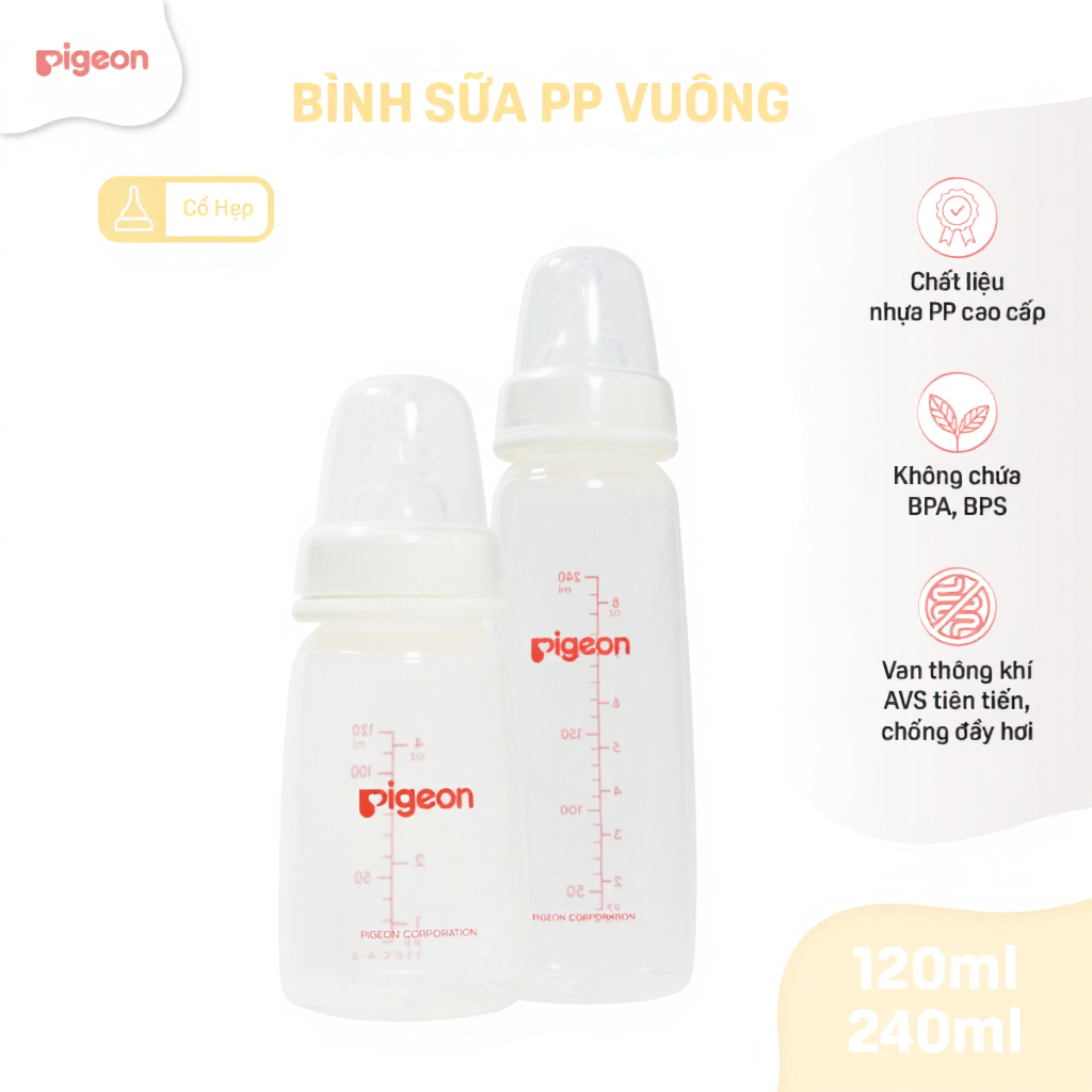 Bình Sữa PP Vuông Pigeon Flexible 120ml/240ml