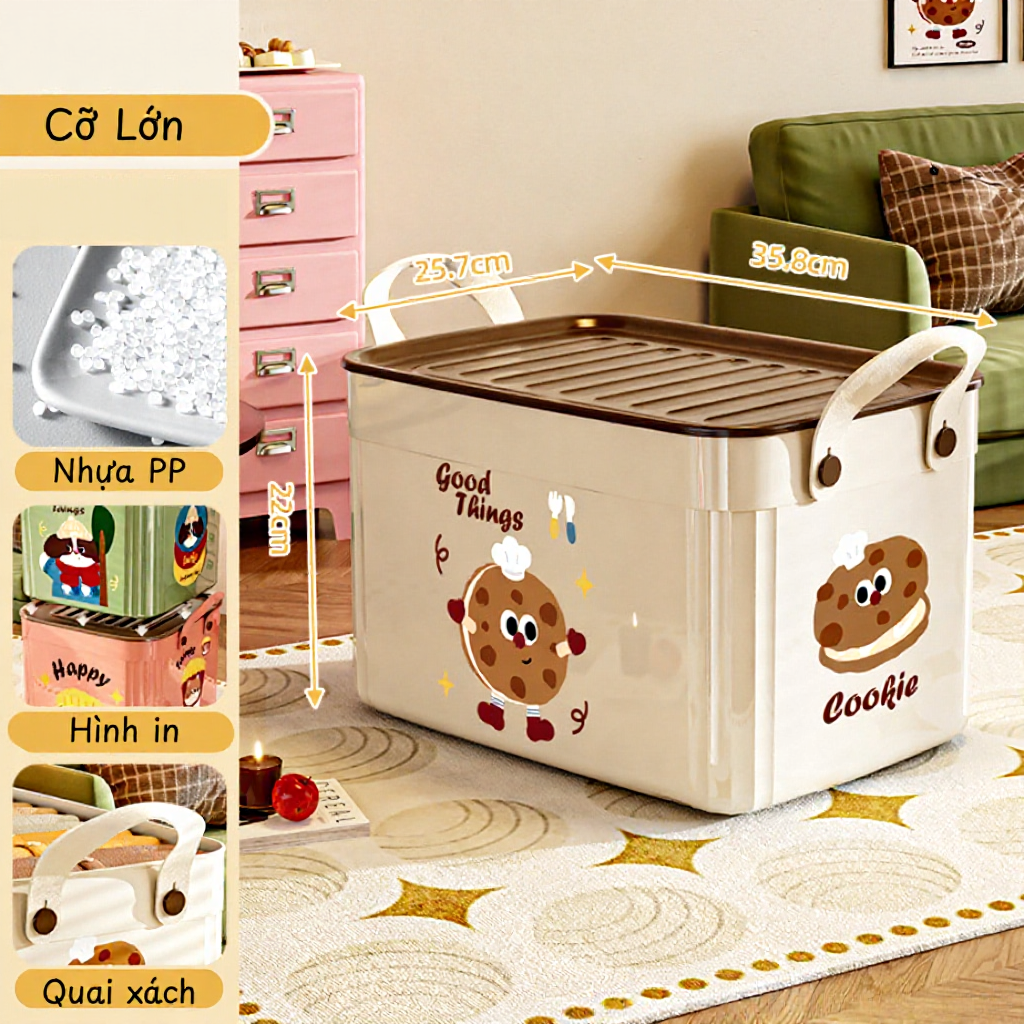 Thùng nhựa đựng đồ đa năng - Dung tích lớn, quai xách tiện lợi, chất liệu PP an toàn | BigBuy360 - bigbuy360.vn