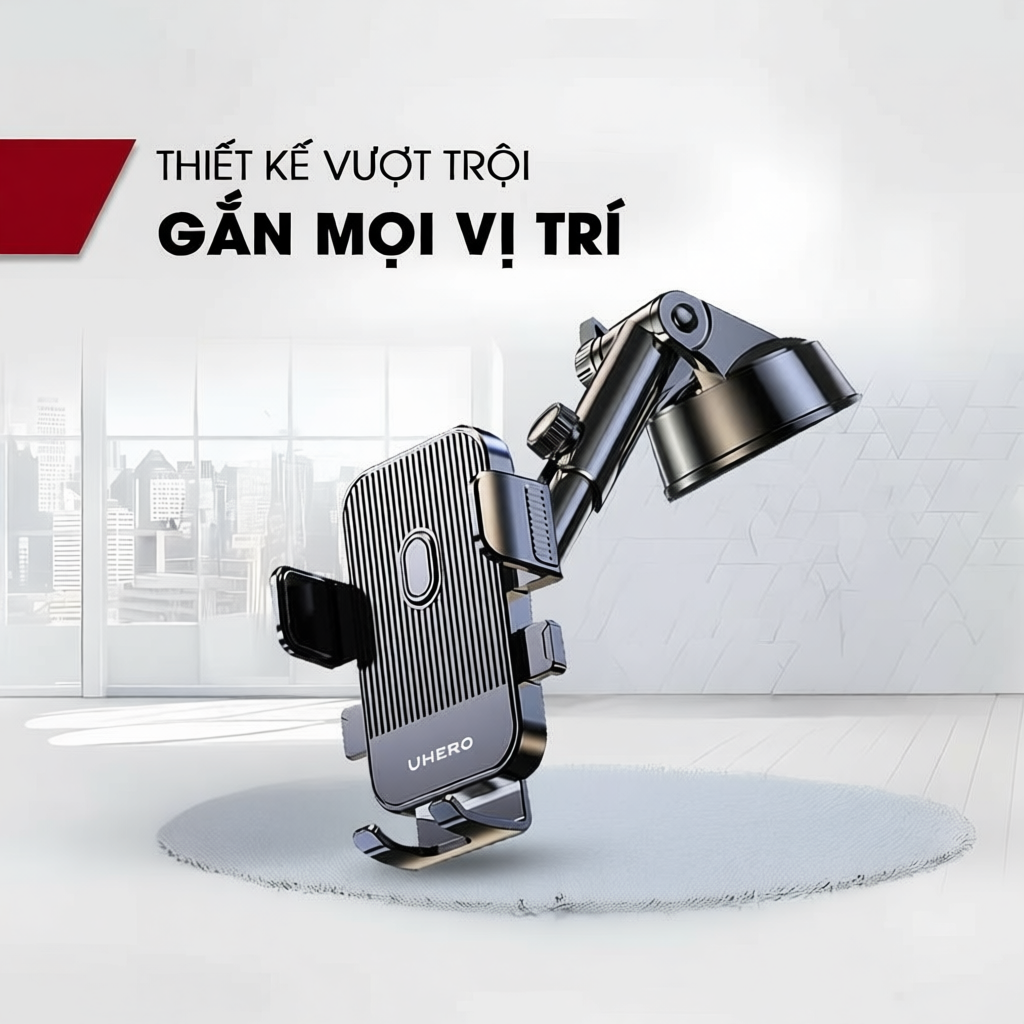 Giá đỡ điện thoại ô tô UHERO chống rung gắn nhiều vị trí xoay 360 độ phù hợp mọi dòng điện thoại