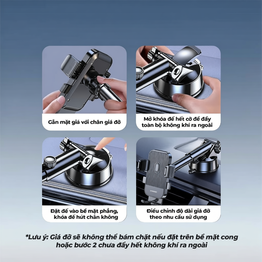 Giá đỡ điện thoại ô tô UHERO chống rung gắn nhiều vị trí xoay 360 độ phù hợp mọi dòng điện thoại | BigBuy360 - bigbuy360.vn