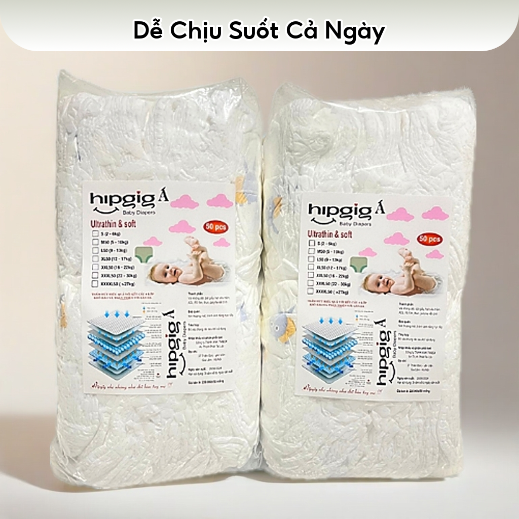 [Combo 50/100 miếng] Tã Bỉm Quần HIPGIG hàng nội địa đủ size M/L/XL/XXL/XXXL cho bé
