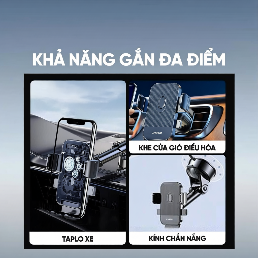 Giá đỡ điện thoại ô tô UHERO chống rung gắn nhiều vị trí xoay 360 độ phù hợp mọi dòng điện thoại | BigBuy360 - bigbuy360.vn