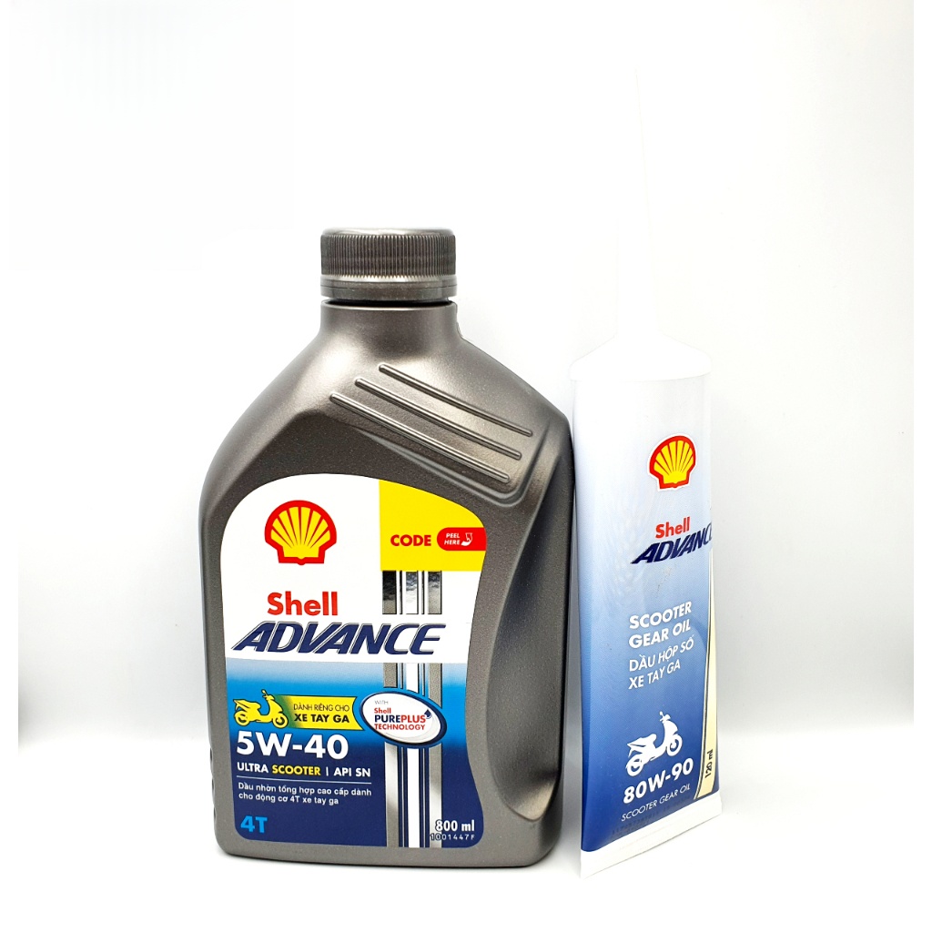 Combo nhớt tổng hợp xe tay ga Shell ultra 5W40 tặng nhớt láp Shell ...