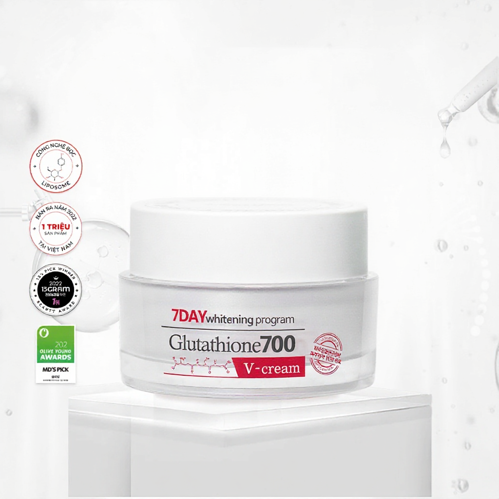Kem Dưỡng Trắng Da Cấp Ẩm Đa Tầng Angel's Liquid 7 Day Whitening Program Glutathione 700 V-Cream 50ml