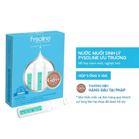 Nước muối ưu trương FYSOLINE Xanh hỗ trợ viêm mũi, nghẹt mũi cho bé