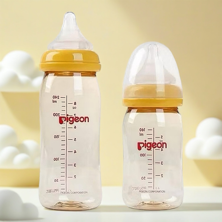 [PP SVIP] Bình sữa chống đầy hơi Pigeon cổ rộng cho bé sơ sinh núm ti siêu mềm chống sặc chính hãng