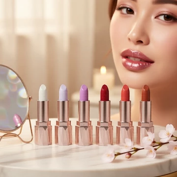 YOUNG VISION Son môi nhũ ngọc trai 6 màu, bóng lấp lánh lâu trôi, trang điểm môi