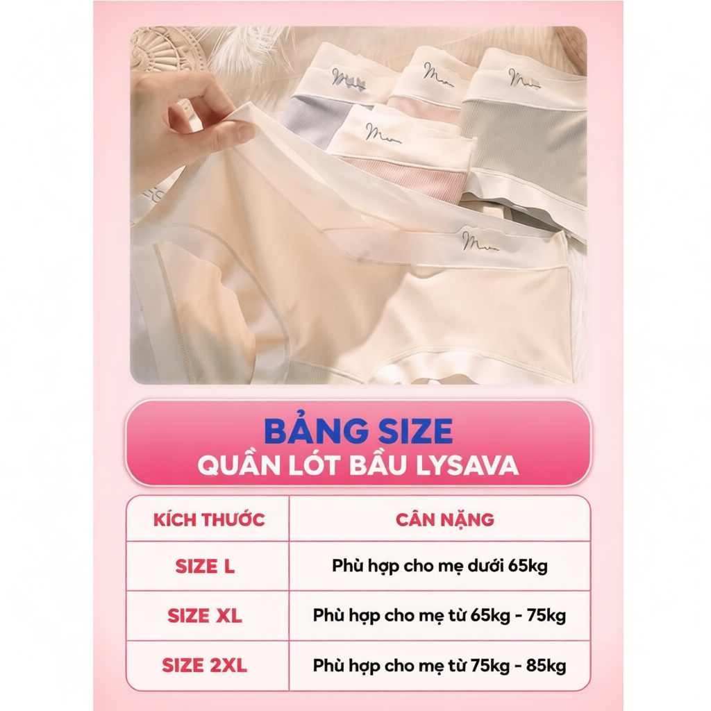 Quần Lót Bầu LYSAVA Cạp Chéo Không Gò Bụng - Quần Chip Bầu Kháng Khuẩn Thoáng Khí Đáy Cotton Sáng Màu Cho Mẹ Bầu, QL6 | BigBuy360 - bigbuy360.vn