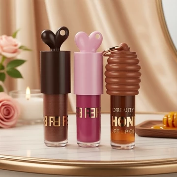 Son Bóng Ba Tông Màu Hình Trái Tim Đáng Yêu - Dưỡng Ẩm, Nhũ Lấp Lánh & Lì