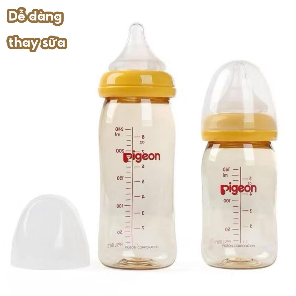 Bình Sữa Pigeon Soffouch (PHIÊN BẢN MỚI)Cổ Rộng Dung Tích 160ml /240ml Chất liệu PPSU 2025 chính hãng