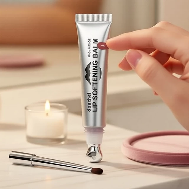 Mặt nạ môi chống lão hóa Danchel Peptide, Sáp tẩy da chết mềm mại, Bóng thủy tinh dưỡng ẩm với đầu làm mát, Không dính, 6 màu, Chăm sóc môi ngày và đêm