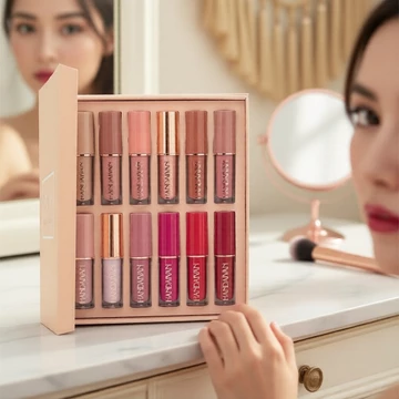 Bộ Son Bóng 12 Sắc HANDAIYAN: Hiệu ứng lì & nhũ lấp lánh, chống nước, bền màu, giá cả phải chăng cho phong cách hàng ngày