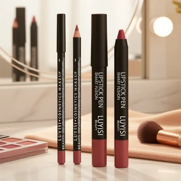 Bộ 2 thỏi son môi lì Beauty Glazed: kẻ viền môi và son thỏi, chống nước, bền màu, tông nude
