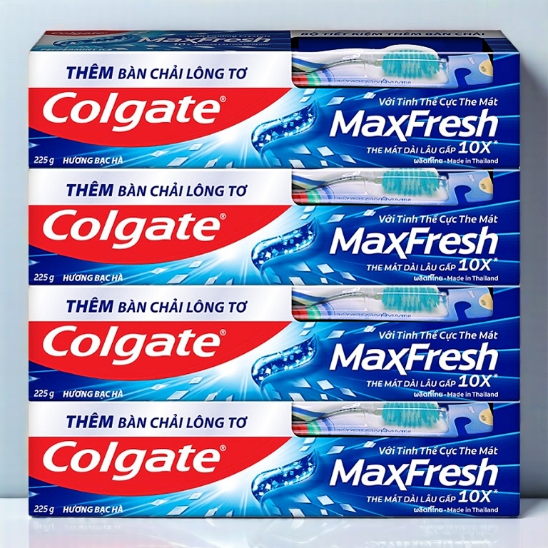 Kem đánh răng Colgate Maxfresh bạc hà the mát 225g/tuýp tặng bàn chải