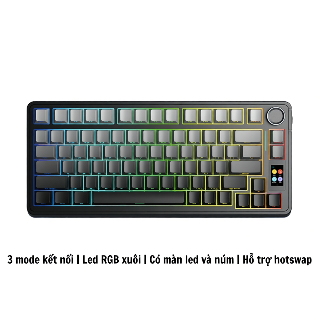Bàn phím cơ bluetooth  AULA S75 PRO kết nối không dây - Có màn LCD Custom ảnh GIF - Dùng Cho PC,laptop Bảo hành 12 tháng | BigBuy360 - bigbuy360.vn