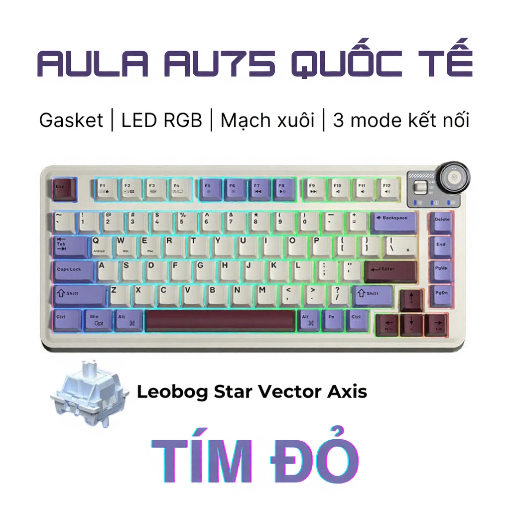 Bàn phím cơ không dây Aula F75 Pro - Kết nối bluetooth, Có núm xoay - Layout 75%, LED RGB - Dùng cho PC, laptop | BigBuy360 - bigbuy360.vn