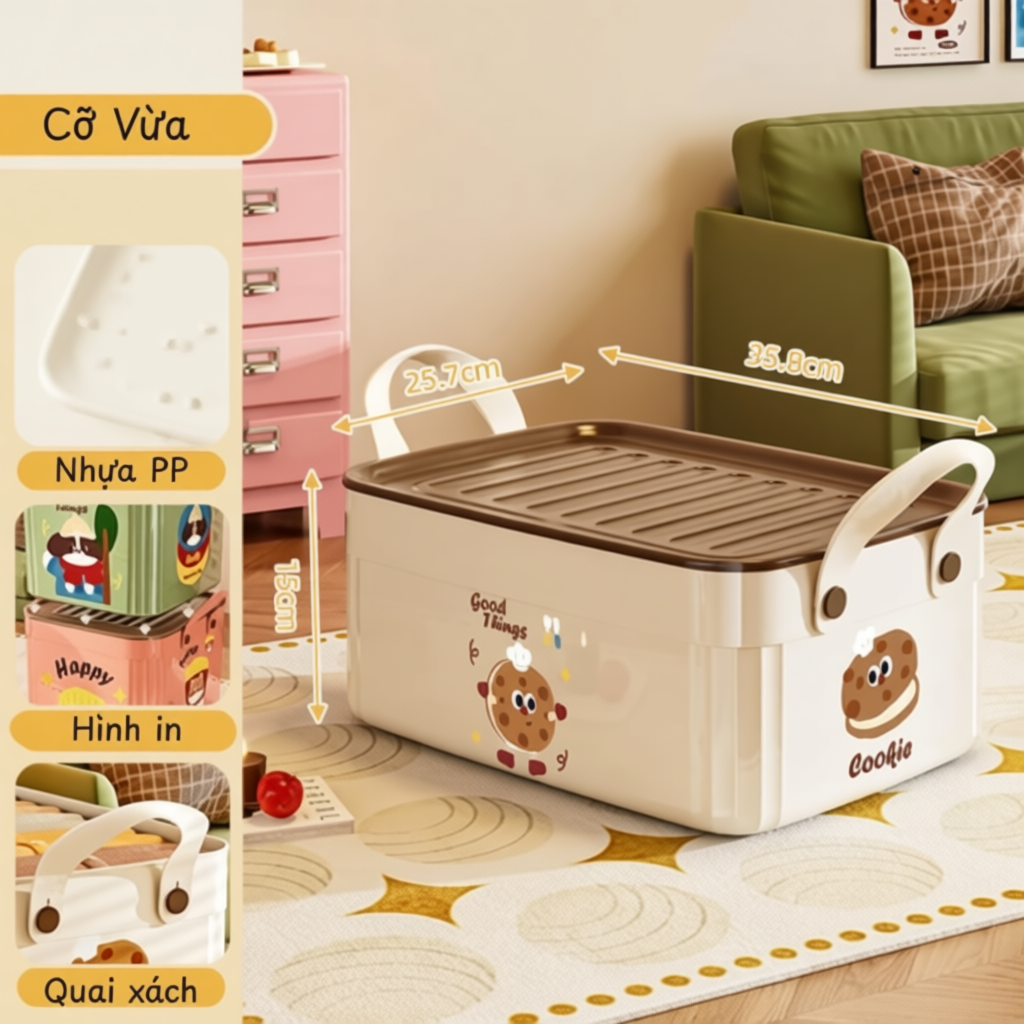 Thùng nhựa đựng đồ đa năng - Dung tích lớn, quai xách tiện lợi, chất liệu PP an toàn | BigBuy360 - bigbuy360.vn