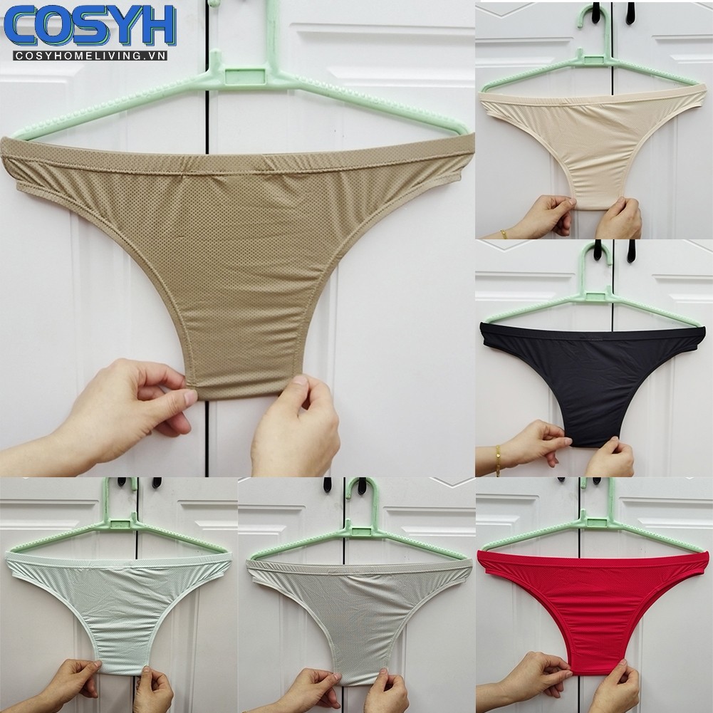 [COSYH] Quần lót nam gợi cảm bằng lụa thoáng khí, thiết kế trong suốt eo thấp