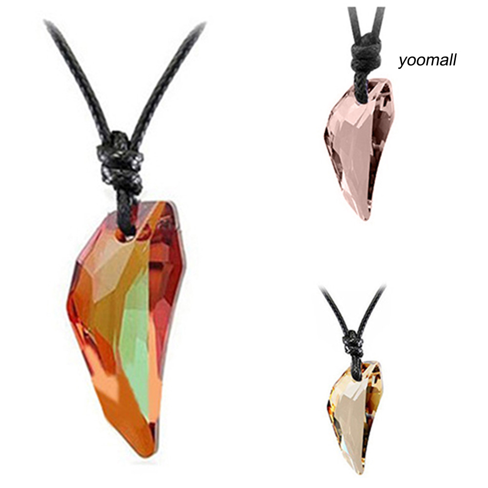 [YO] Nam Nữ Thời Trang Răng Sói Kim Cương Giả Mặt Dây Chuyền Dây Đen Có Thể Điều Chỉnh Vòng Cổ