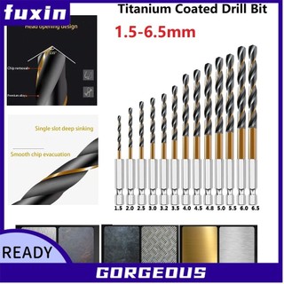[Fuxin] 1 Bộ mũi khoan tráng thép tốc độ cao HSS 1 / 4 Chuôi lục giác 1,5-6,5mm