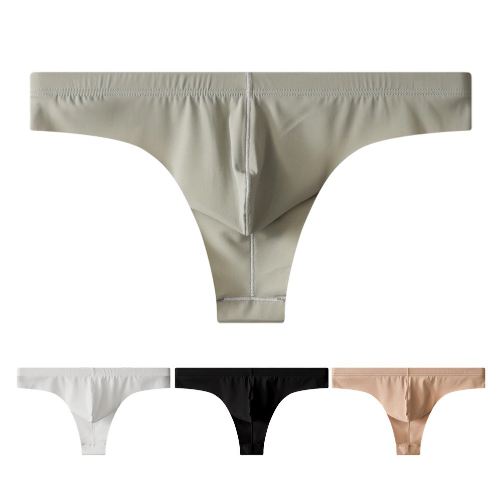 Hàng sẵn có Nam Ice Silk Thoáng Khí Mỏng Mềm Đồ Lót Quần Lót Quần Lót Thông G-String