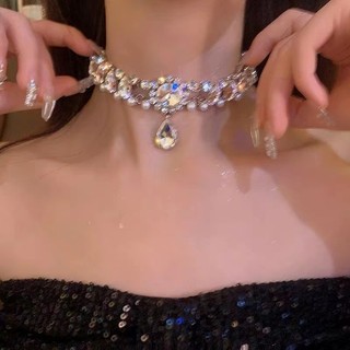 DREJET Vòng cổ hình bầu dục dát kim cương châu Âu và Mỹ Dây chuyền xương đòn cao cấp thời trang