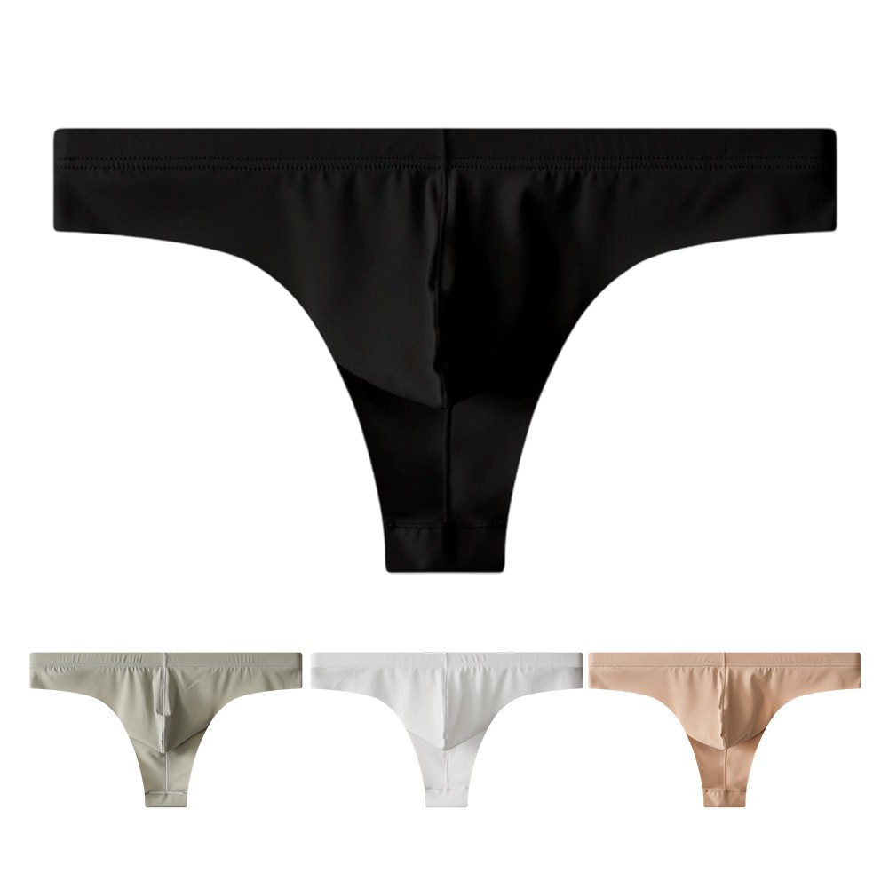 Hàng sẵn có Nam Ice Silk Thoáng Khí Mỏng Mềm Đồ Lót Quần Lót Quần Lót Thông G-String
