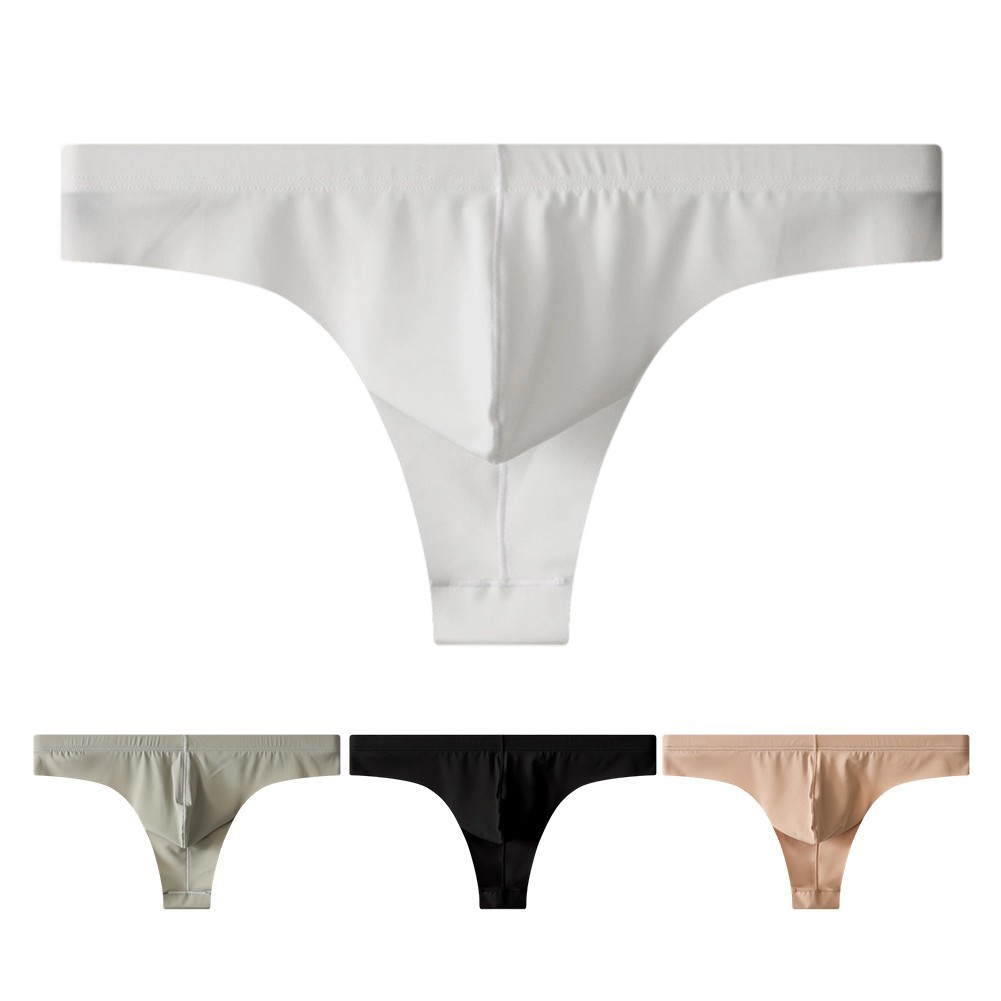 Hàng sẵn có Nam Ice Silk Thoáng Khí Mỏng Mềm Đồ Lót Quần Lót Quần Lót Thông G-String