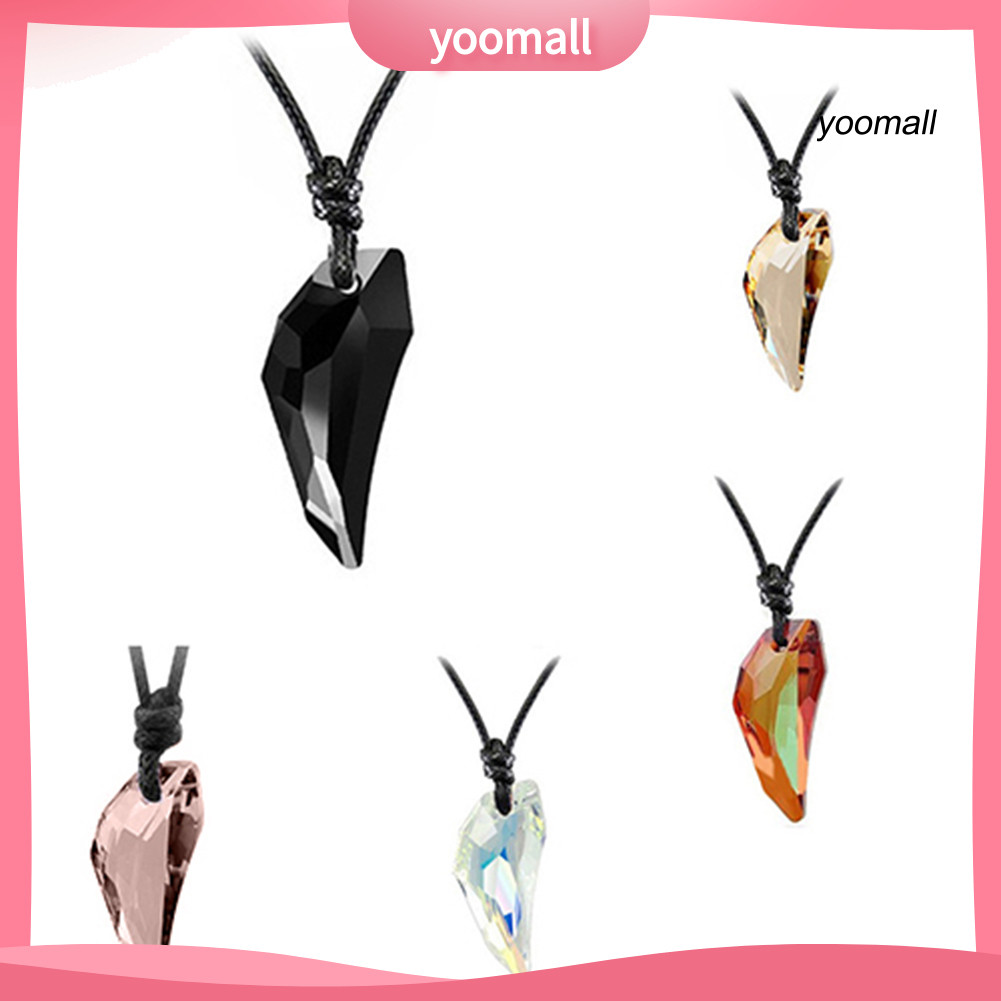 [YO] Nam Nữ Thời Trang Răng Sói Kim Cương Giả Mặt Dây Chuyền Dây Đen Có Thể Điều Chỉnh Vòng Cổ