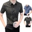 Nam Công Sở Sọc Áo Sơ Mi Thoáng Khí Tee Dạo Phố Áo Tay Ngắn
