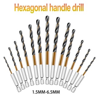 [Fuxin] 1 Bộ mũi khoan tráng thép tốc độ cao HSS 1 / 4 Chuôi lục giác 1,5-6,5mm