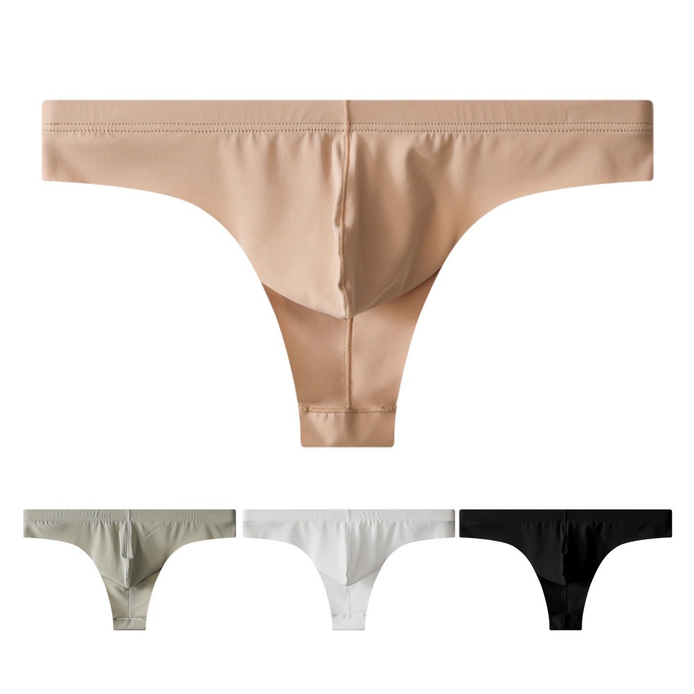 Hàng sẵn có Nam Ice Silk Thoáng Khí Mỏng Mềm Đồ Lót Quần Lót Quần Lót Thông G-String