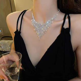DREJET Vòng cổ hình bầu dục dát kim cương châu Âu và Mỹ Dây chuyền xương đòn cao cấp thời trang