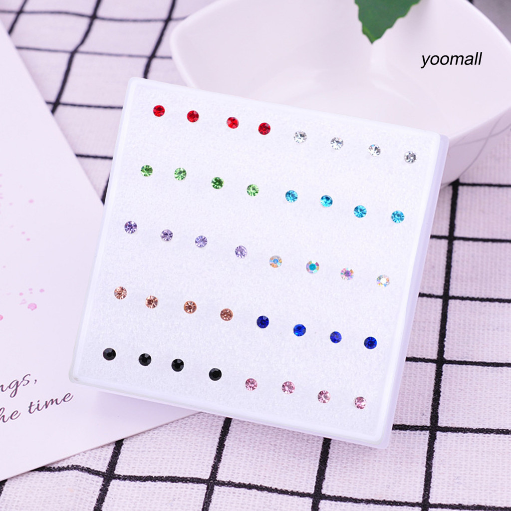 [YO] Bộ 20 Cặp Bông Tai Nữ Sáng Bóng Cubic Zirconia Tinh Tế Tinh Tế Sáng Bóng Nhiều Màu Trang Trí Không Gây Hại Bộ Bông Tai Nữ Zirconia Để Mặc Hàng Ngày