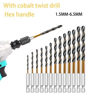 [Fuxin] 1 Bộ mũi khoan tráng thép tốc độ cao HSS 1 / 4 Chuôi lục giác 1,5-6,5mm
