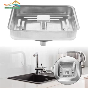Bộ lọc bồn rửa nhà bếp bằng thép không gỉ vuông Bộ thoát nước Bài chặn phích cắm chất thải