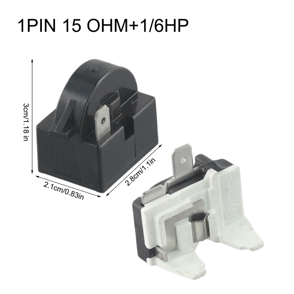 [Cosyh] Rơle khởi động PTC Tủ lạnh 1 / 2 Pin 15 Ohm + Bảo vệ quá tải máy nén 1 / 6H
