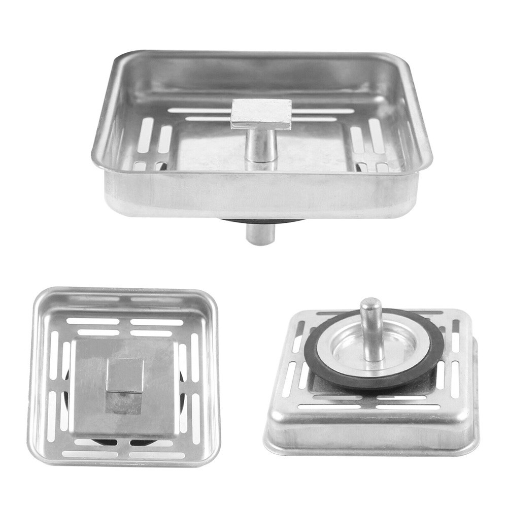[Smellshi] Bộ lọc bồn rửa nhà bếp bằng thép không gỉ vuông Bộ thoát nước Bài chặn phích cắm chất thải