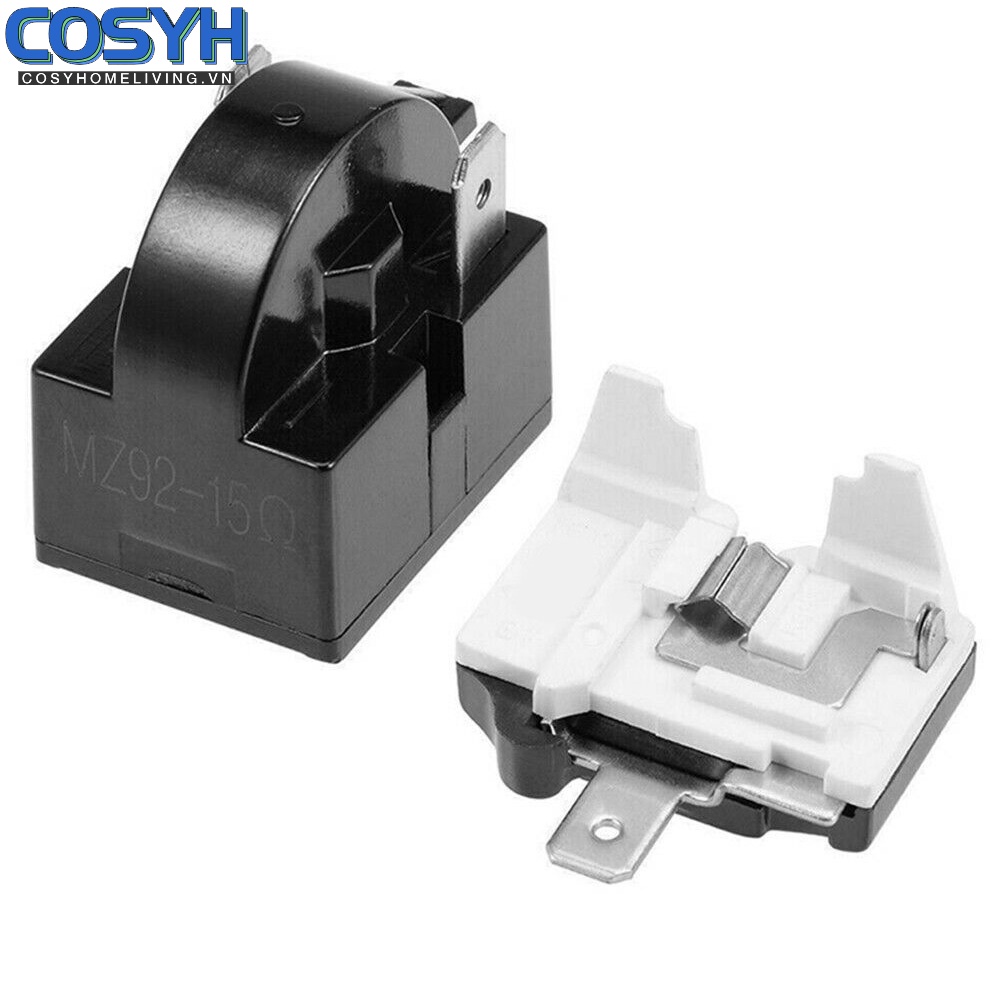 [Cosyh] Rơle khởi động PTC Tủ lạnh 1 / 2 Pin 15 Ohm + Bảo vệ quá tải máy nén 1 / 6H