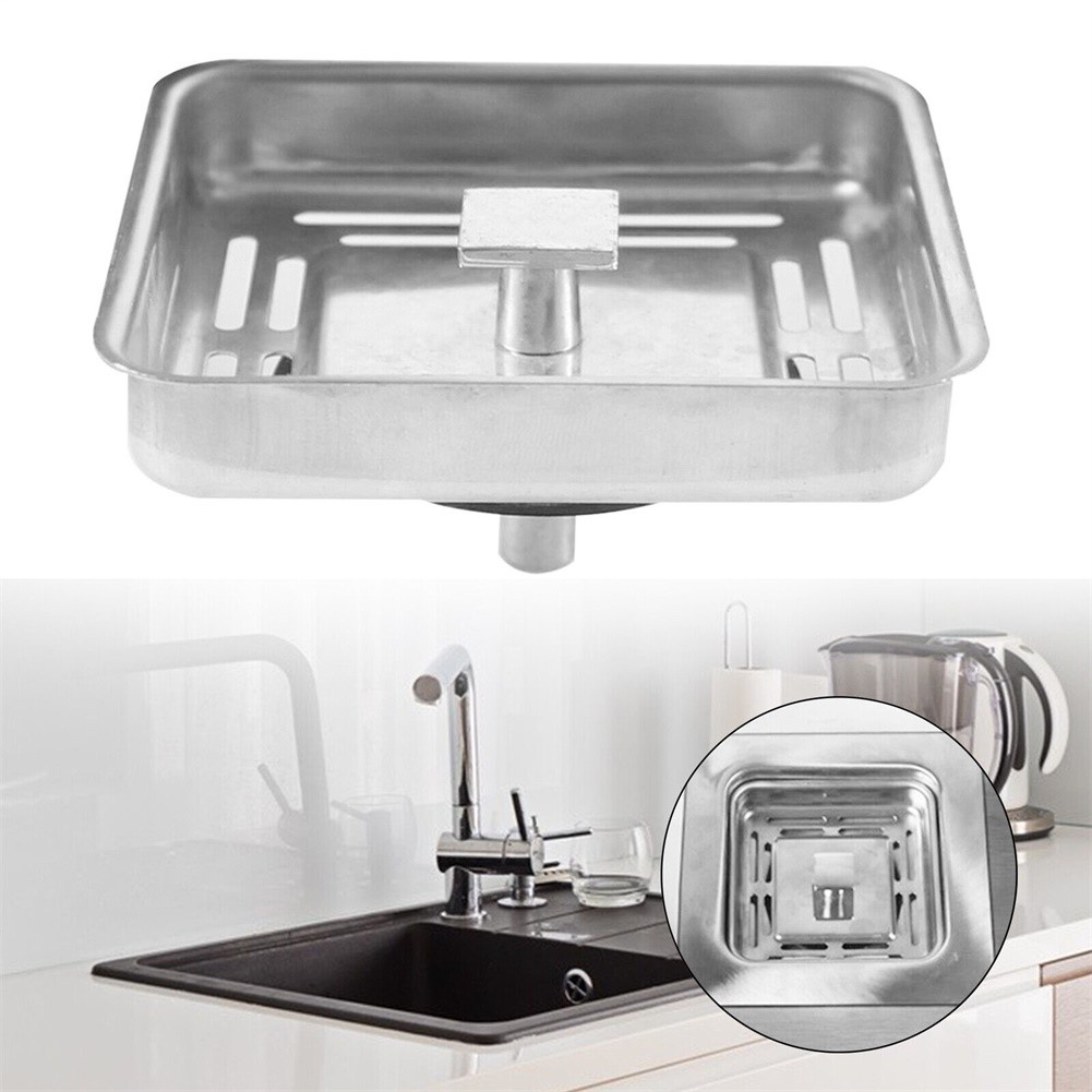 [Smellshi] Bộ lọc bồn rửa nhà bếp bằng thép không gỉ vuông Bộ thoát nước Bài chặn phích cắm chất thải