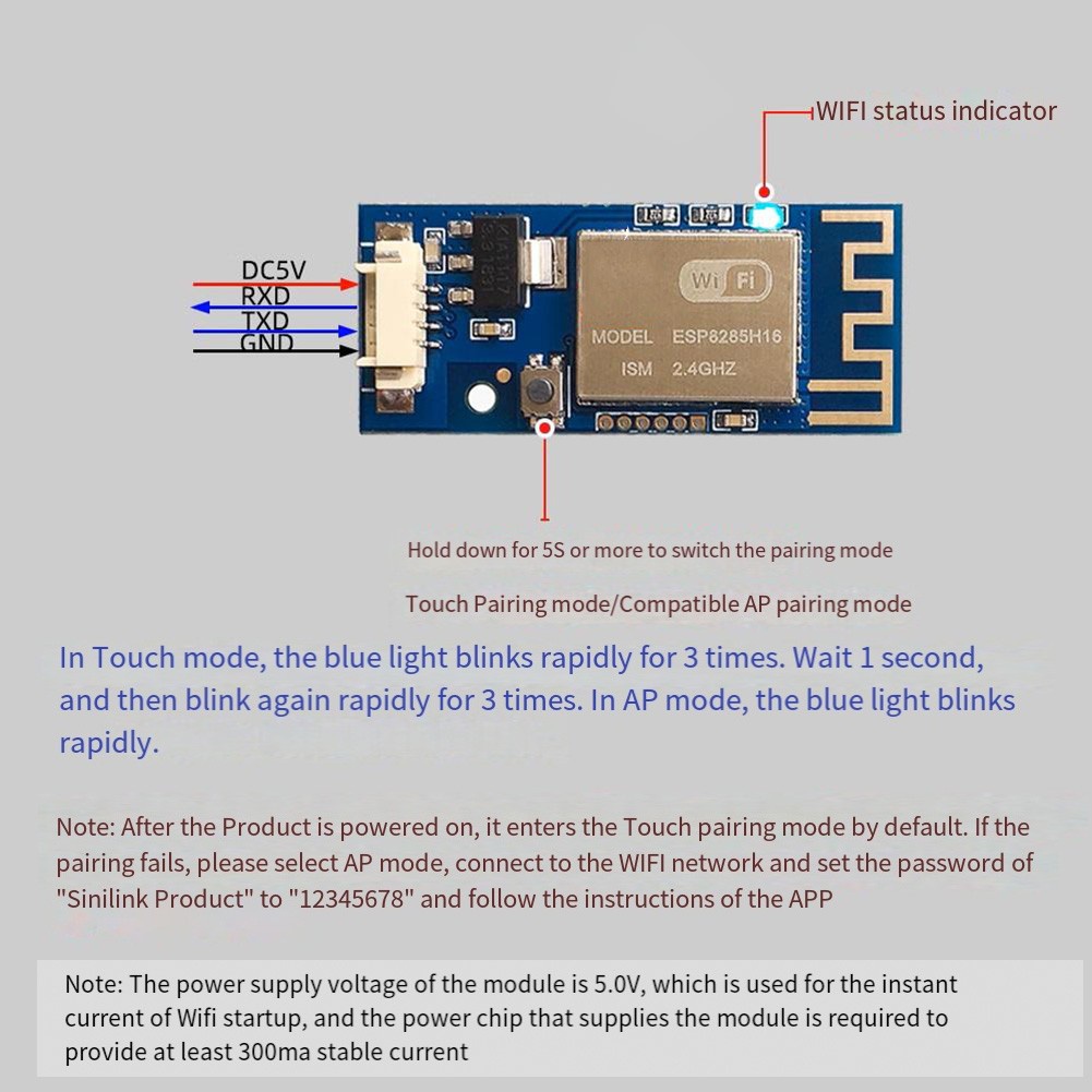 < Cosyh > Mô-đun WiFi XY-WFPOW Điều khiển thời gian thực hiệu suất cao cho DC 5V cho bộ điều nhiệt
