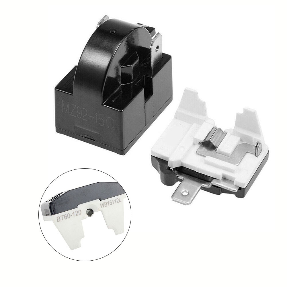[Cosyh] Rơle khởi động PTC Tủ lạnh 1 / 2 Pin 15 Ohm + Bảo vệ quá tải máy nén 1 / 6H